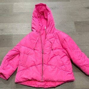 Free People Hot Pink Hooded Puffer Jacket